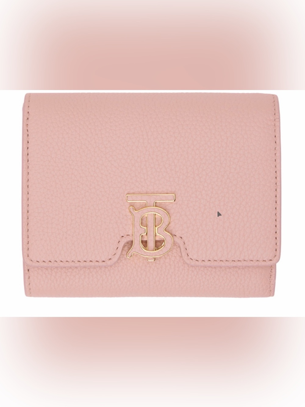 Burberry TB Monogram Pink Leather Trifold Wallet Gold Hardware Bifold Card Holde